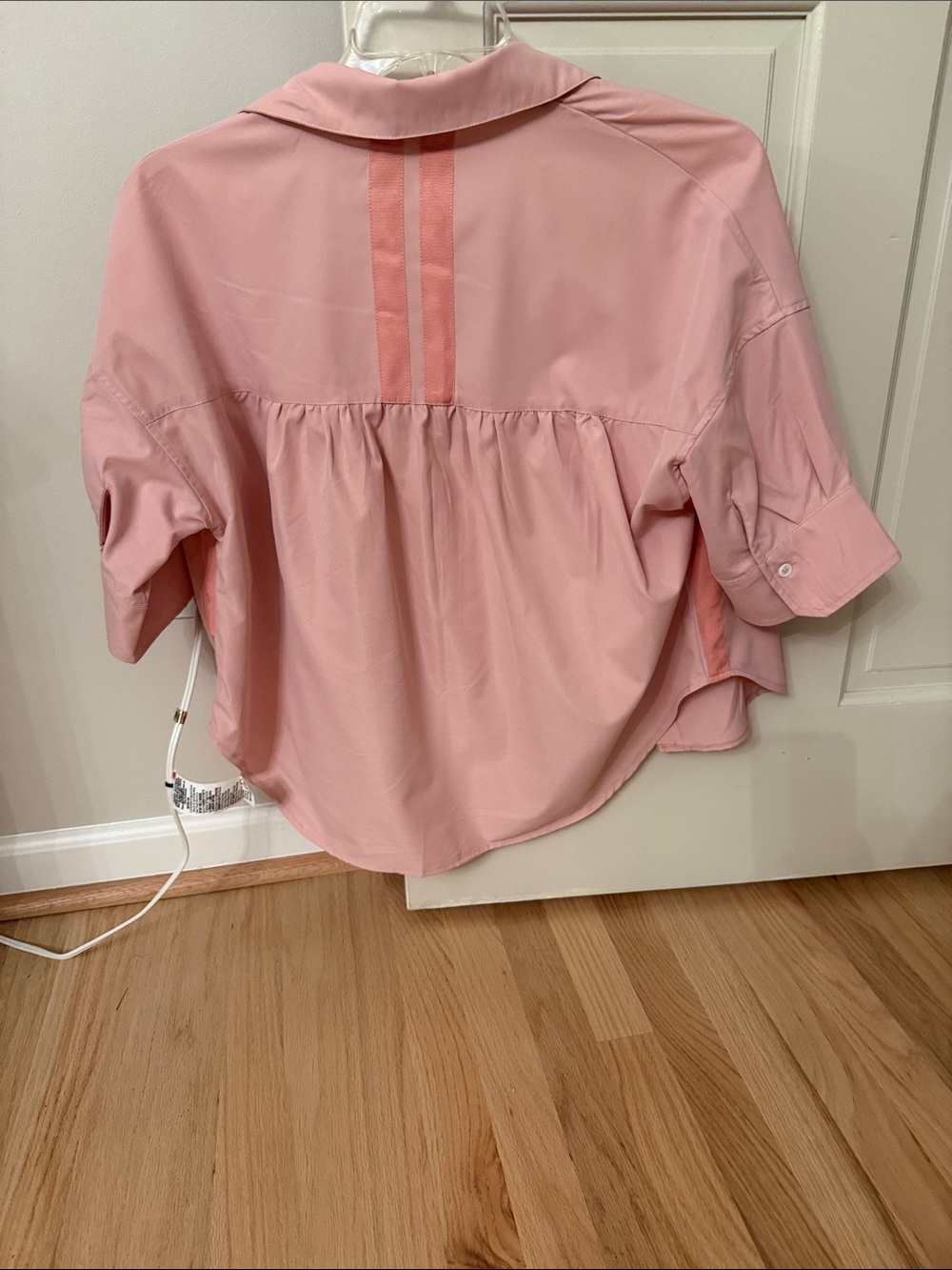 Cropped Light Pink Button-Down Shirt with Back Gather